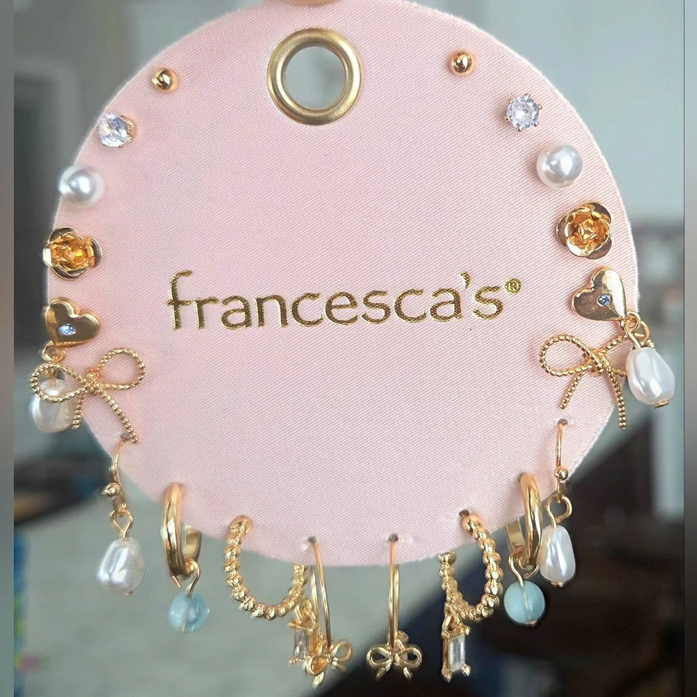 Francesca's Gold and White Earring Collection